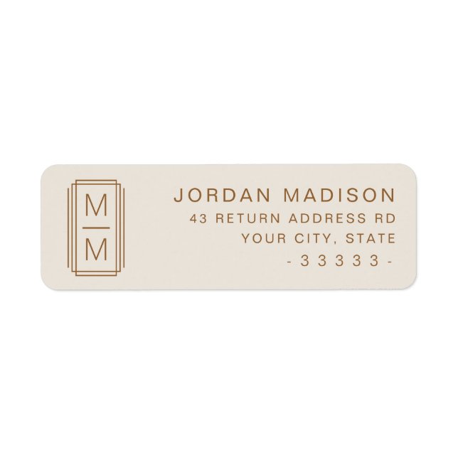 Minimalist monogram light tan brown return address (Front)