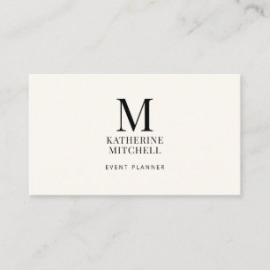 Minimalist Monogram Luxury Black/Ivory Logo QR  Business Card