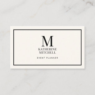 Minimalist Monogram Luxury Black/Ivory Logo QR  Business Card