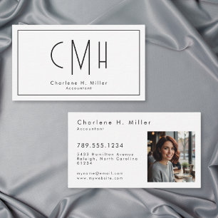 Minimalist Monogram Modern Photo Professional Business Card
