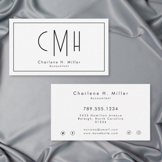 Minimalist Monogram Modern Professional Business Card (Minimalist Monogram Modern Professional Business Card)