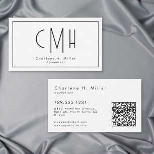 Minimalist Monogram Modern QR Code Professional Business Card
