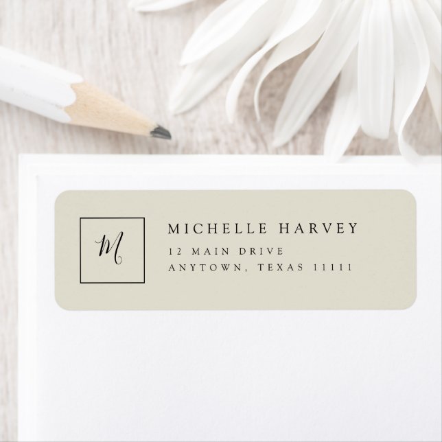 Minimalist Monogram Modern Return Address Label (Insitu)