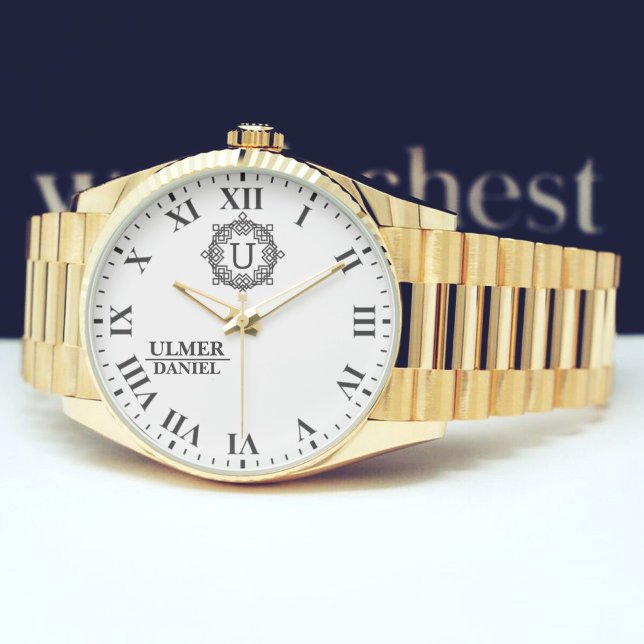 Minimalist Monogram Name Custom Engraved Keepsake Watch (Creator Uploaded)