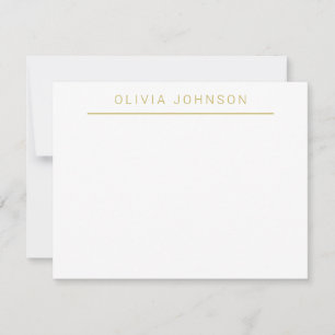 Minimalist Monogram Name White Flat Note Card