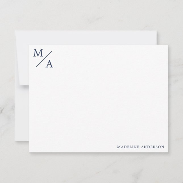 Minimalist Monogram Navy Blue Card (Front)