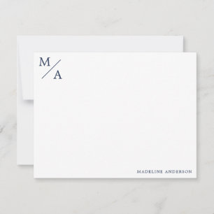 Minimalist Monogram Navy Blue Card