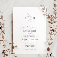Minimalist Monogram Olive Leaf Branch Wedding