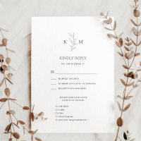 Minimalist Monogram Olive Leaf Branch Wedding