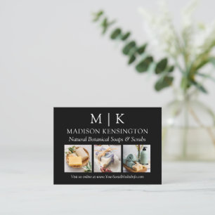 Minimalist Monogram or Add Logo Business 3 Photo Card