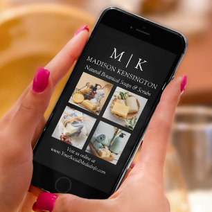 Minimalist Monogram or Add Logo Business 4 Photo Card