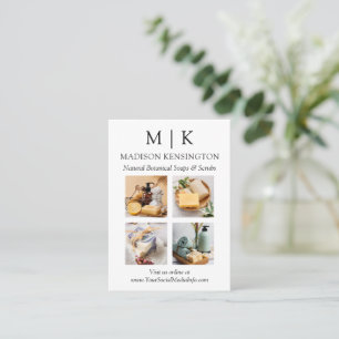 Minimalist Monogram or Add Logo Business 4 Photos Card