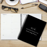 Minimalist Monogram or Add Logo Business Black<br><div class="desc">Modern Minimalist Planner. Black & White or choose your custom colours. Perfect for small business,  company brands,  self employed home office,  online seller organisation and more. Easy to personalise with your monogram initials,  business name and information,  job title,  slogan or even add your logo or personal brand design.</div>
