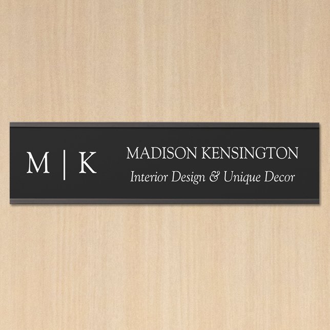 Minimalist Monogram or Add Logo Business Black Door Sign (Edit to Customize text, colors and more)