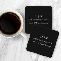 Minimalist Monogram or Add Logo Business Black