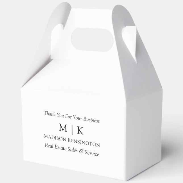 Minimalist Monogram or Add Logo Business Gable Favour Box (Front)