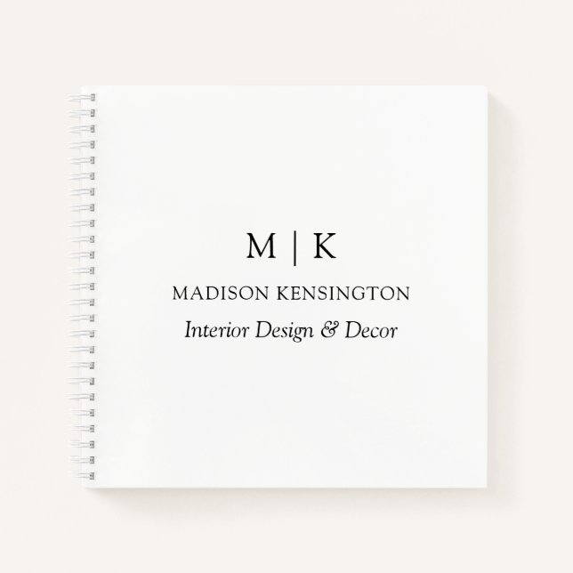 Minimalist Monogram or Add Logo Business Square Notebook (Front)