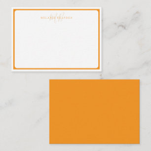 Minimalist Monogram Orange Pointed Curve Border Card
