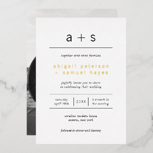 Minimalist Monogram Photo Modern Wedding