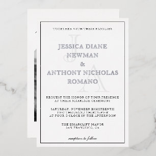 Minimalist Monogram Photo Wedding Foil Invitation