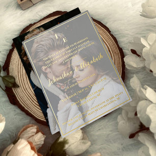 Minimalist Monogram Photo Wedding Foil Invitation