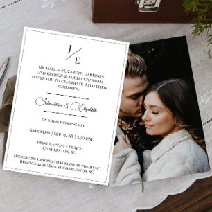 Minimalist Monogram Photo Wedding Invitation