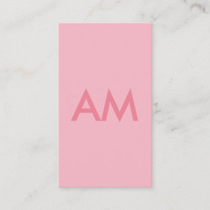Minimalist Monogram Pink Business Card