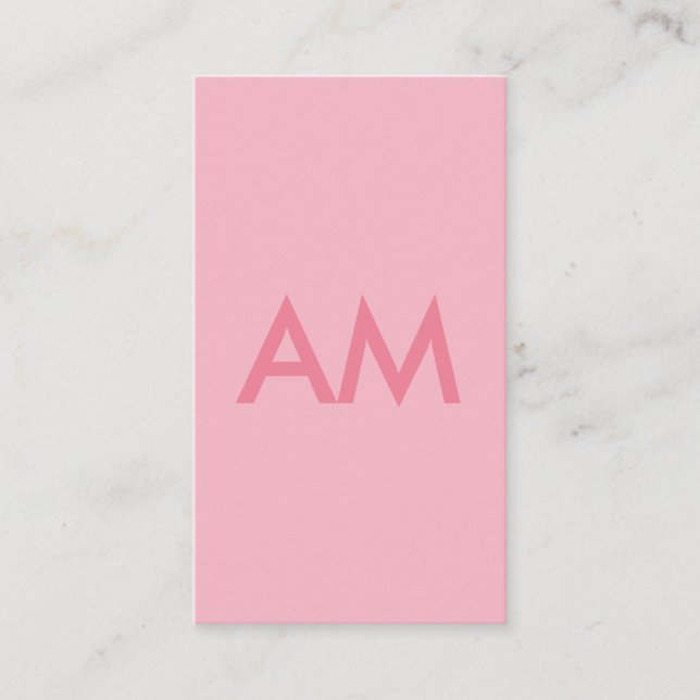 Minimalist Monogram Pink Business Card (Front)