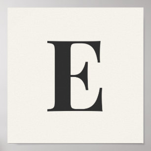 Minimalist Monogram Poster Grey & Ivory Initial