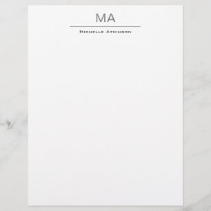 Minimalist Monogram Professional Plain Simple Custom Letterhead
