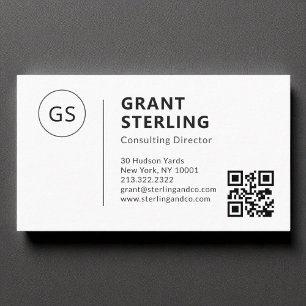 Minimalist Monogram Professional QR Code  Business Card