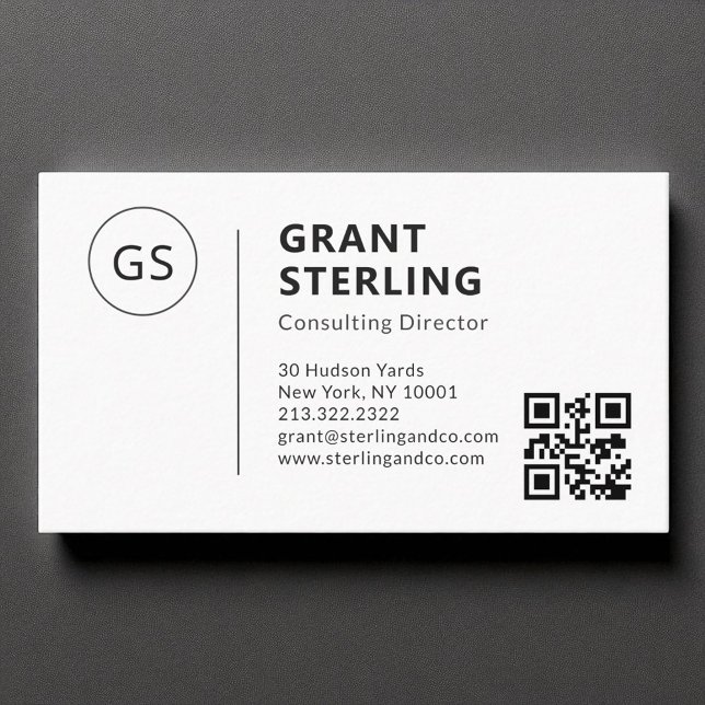 Minimalist Monogram Professional QR Code  Business Card (Creator Uploaded)