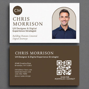 Minimalist Monogram Professional QR Code Photo  Business Card