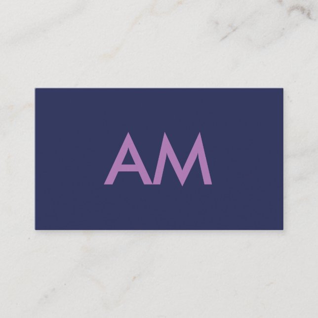 Minimalist Monogram Purple Business Card (Front)