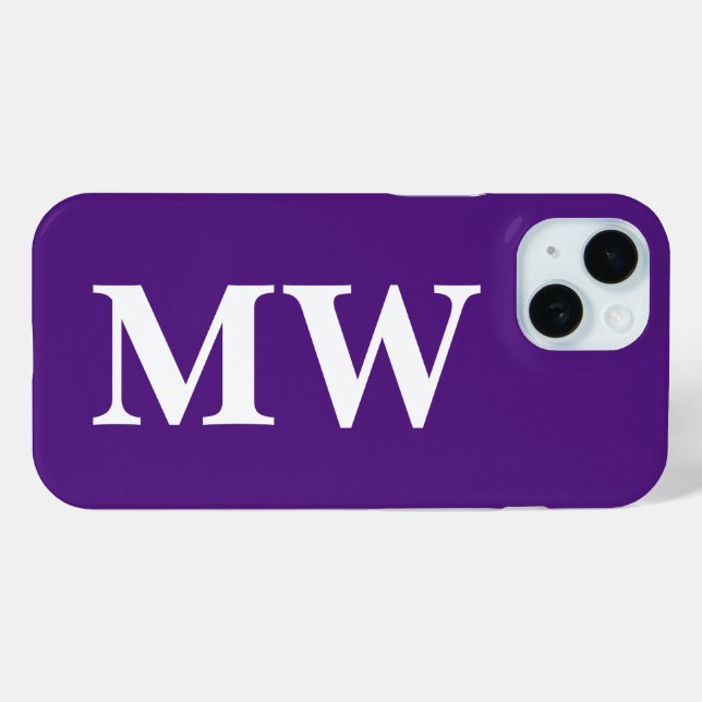 Minimalist Monogram Purple Initial Stylish Modern Case-Mate iPhone Case (Back (Horizontal))