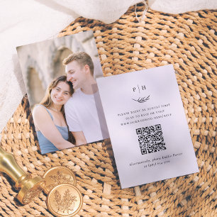 Minimalist Monogram QR Code Photo Wedding RSVP Enclosure Card
