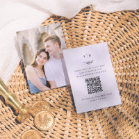 Minimalist Monogram QR Code Photo Wedding RSVP