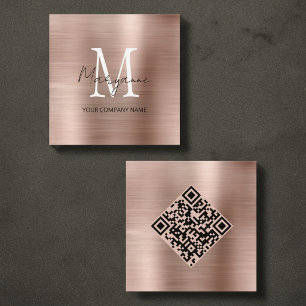 Minimalist Monogram QR Code Square Business Card
