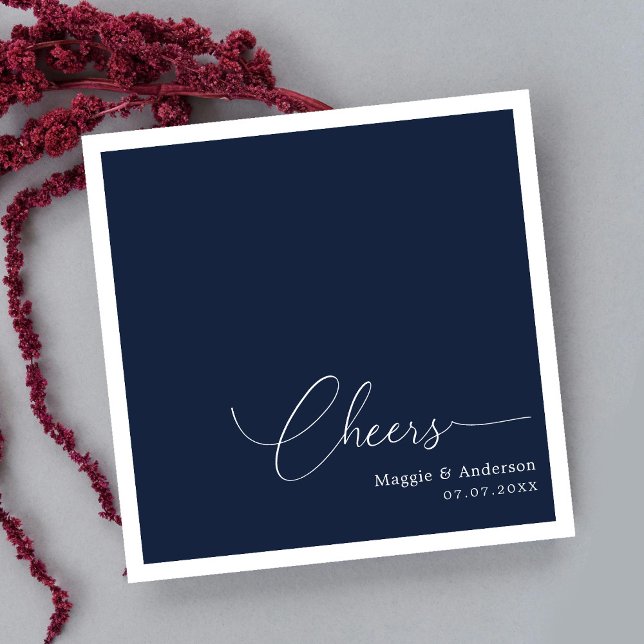 Minimalist Monogram: Raise a Glass to Love Wedding Napkin (Minimalist Monogram: Raise a Glass to Love Wedding Napkins)