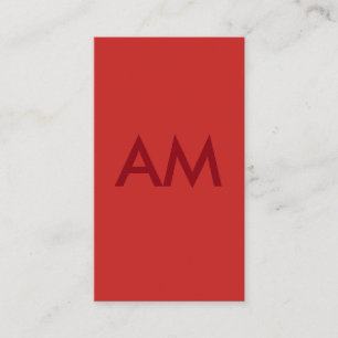 Minimalist Monogram Red Business Card