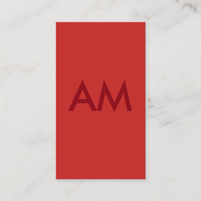 Minimalist Monogram Red Business Card (Front)