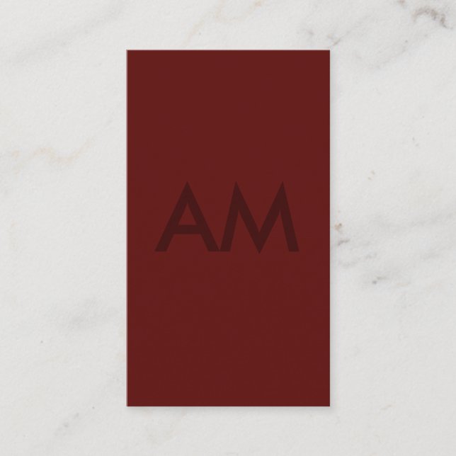 Minimalist Monogram Red Subtle Business Card (Front)