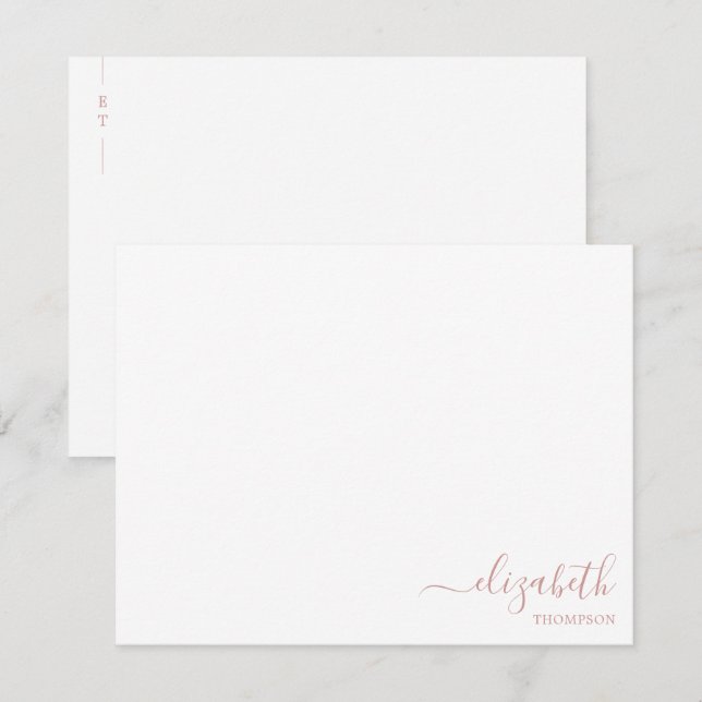 Minimalist Monogram Rose Mauve Simple  Card (Front/Back)