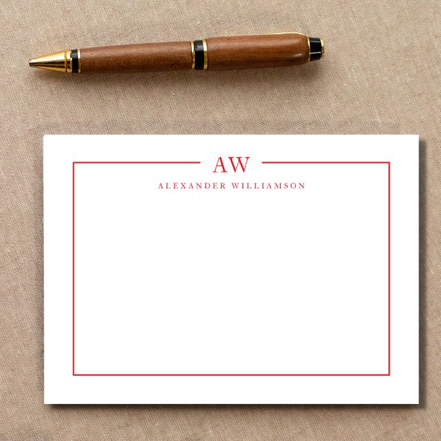Minimalist Monogram Rose Red Card (Creator Uploaded)