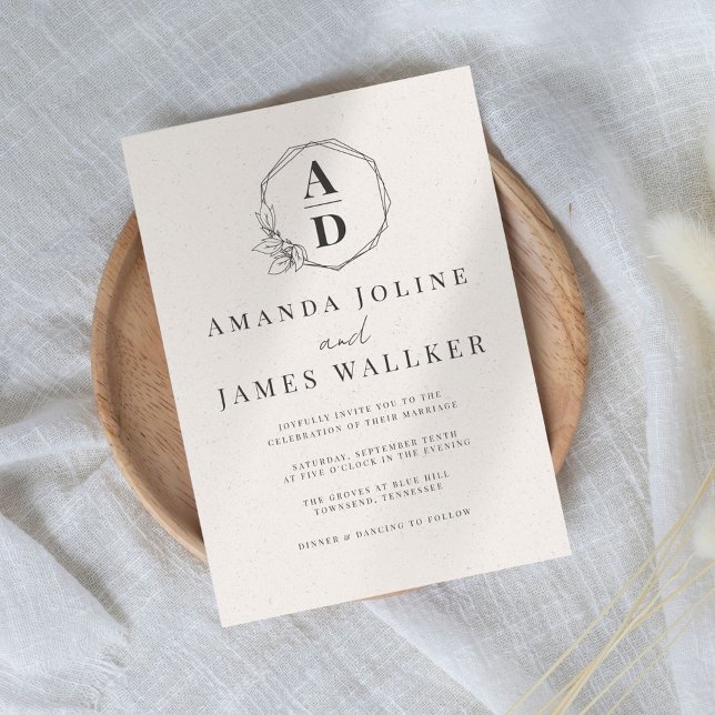 Minimalist Monogram Rustic Wedding Invitation (Creator Uploaded)