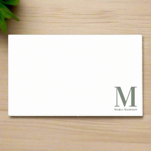 Minimalist Monogram Sage Green Script Initial Name Post-it Notes