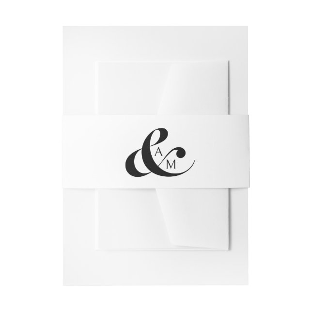 Minimalist Monogram Script Ampersand Invitation Belly Band (Front Example)