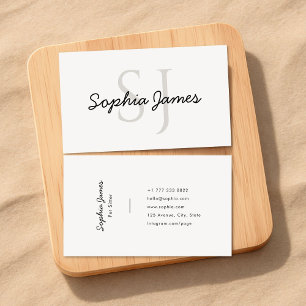 Minimalist Monogram Script Pet Sitting Business Card