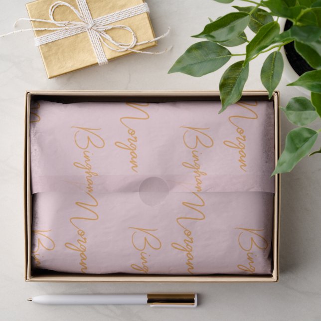 Minimalist monogram script pink tissue paper (Gift)