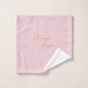 Minimalist monogram script pink wash cloth